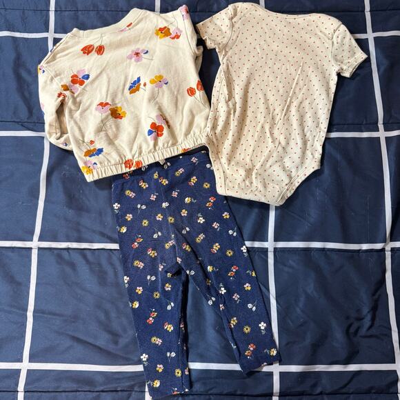 Carter’s 3-Piece 18M Girl Fall Outfit – Floral Sweatshirt, Bodysuit & Leggings - Picture 2 of 7